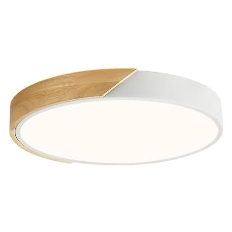 Plafonnier LED,Luminaire Plafonnier Bois Blanc, 40CM lampe plafond Rond pour Couloir, Chambre, Salon, Salle à manger 36W 4000K (1/5)