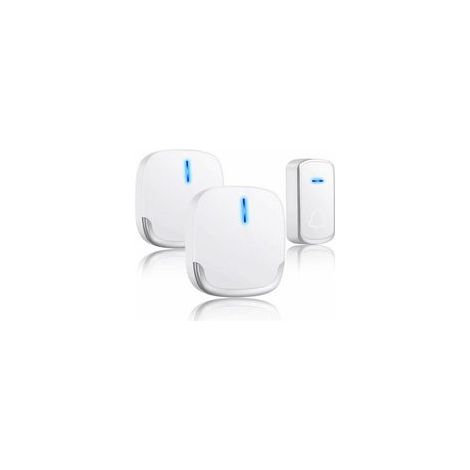 Sonnette sans fil étanche, 300 m, 58 mélodies, 1 émetteur + 2 récepteurs, blanc – (1/4)