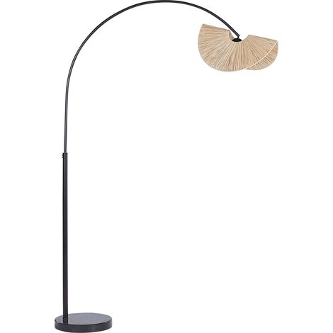 Lámpara de pie de diseño natural hecha de papel color beige estilo boho Herron