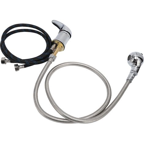 Robinet de shampoing pour lit et fauteuil, tuyau de 70 cm, eau chaude et froide, flexible souple de 120 cm, pommeau de douche pour salon de coiffure (1/5)