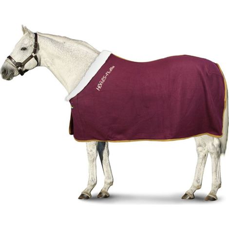 128 cm, Bordeaux: Fleece-Decke mit Pelzeinsatz am Hals Modell Fluffie (1/5)