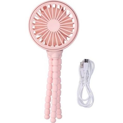Ventilateur Portable Rotatif 360° avec Trépied pour Bureau Maison Bibliothèque Rose (1/5)