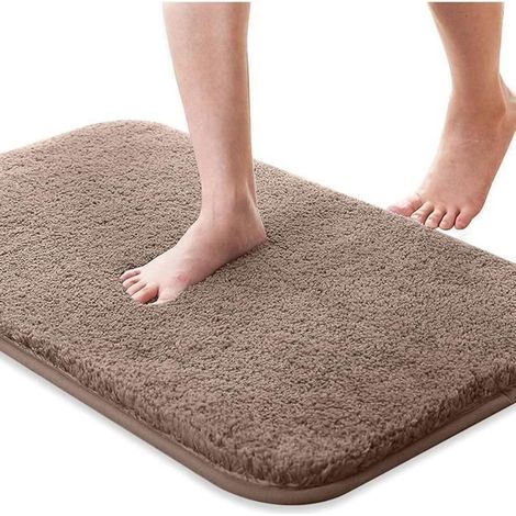 Tapis de Bain, Tapis de Salle de Bain Absorbant Antidérapant, Tapis de Bain Doux et Agréable pour La Peau, 40x60 cm,Cafe