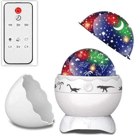 Lampe de projecteur de ciel étoilé d'oeuf de dinosaure, lampe de ciel étoilé de cadeau d'anniversaire de chambre à coucher - blanc (1/5)