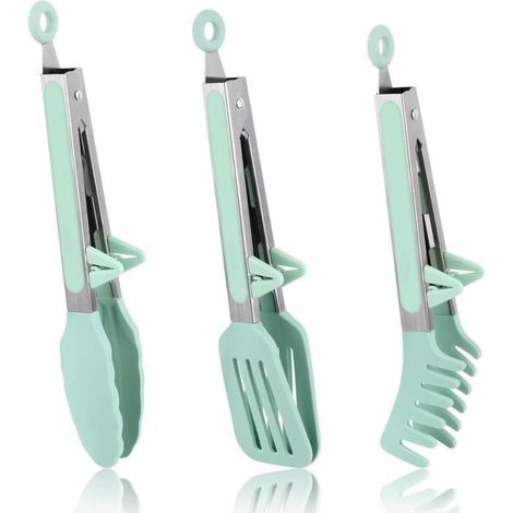 2 pinces cuisine silicone, résistantes à la chaleur jusqu'à 315 °C, inox renforcé, pour barbecue et pâtes, usage culinaire quotidien