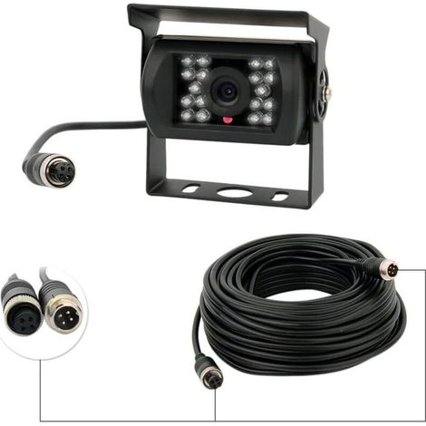 Camera arrière 12 V-24 V 4 Broches à 18 LEDs IR, étanche, Vision de Nuit, 4 Broches, câble pour Voiture/Bus/Camion/remorque/Caravane/Camping-Car (1/5)