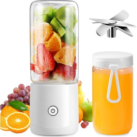 Mixeur Portable, Mini Blender avec 8 Lames USB Rechargeable Mélangeur, 380ml Fruit Mixer Juicer, Personnel Portable Blender Cup