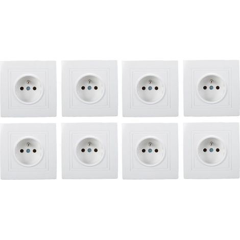 Lot de 8 prises murales standard françaises 16A 220V – Installation intégrée – Plastique PC – Pour bureaux et hôtels (1/5)