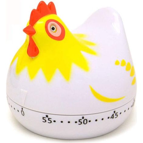 2pcs Minuteur de Cuisine Mécanique 60 Minutes, Minuteur en Forme de Poule Blanche, Alarme Sonore, Compteur Manuel pour Cuisson, Pâtisserie et Œufs