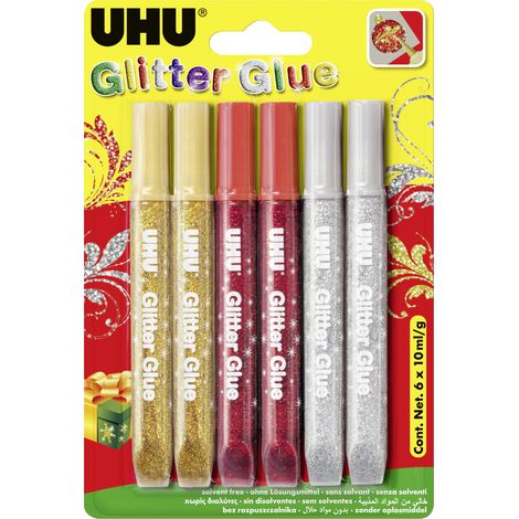 UHU Glitter Glue 6 x 10 ml Bastelkleber