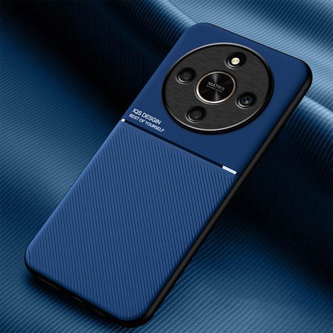 Coque pour Honor Magic 8 Lite 5G/Magic8 Lite, Grâce Exquis Mode Texture Doux Étui, Premium Très Mince Antichoc Antidérapante TPU + PU Bumper Silicone Housse. Bleu (1/5)