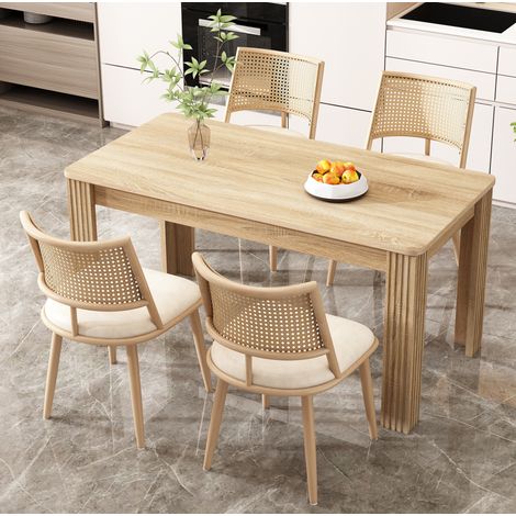 Conjunto 4 sillas comedor de ratán con asiento PU OKMYHOME (1/5)