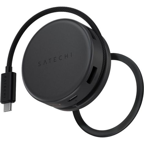 Adaptador multipuerto Satechi OntheGo 7 en 1: adaptador para dispositivos móviles (USB-C PD, 2x USB-A, HDMI 4K, Ethernet, lector