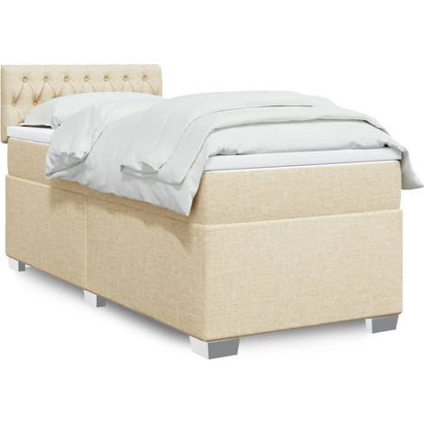 Boxspringbett mit Matratze Creme 90x200 cm Stoff