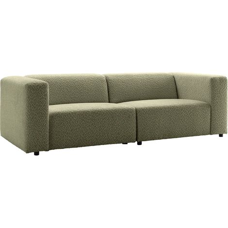 Canapé modulable 3 places en tissu chenille vert TORISO (1/5)