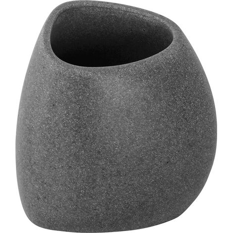 Portaspazzolino Da Appoggio In Poliresina Grigio Effetto Pietra Stone (1/3)