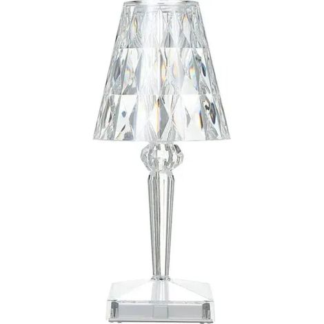 Lampe De Table En Cristal De Diamant, Lampe De Chevet De Chambre En Cristal Rechargeable Par Usb, Temperature/Luminosite Reglables, type tactile (1/5)