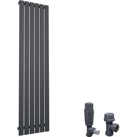 ELEGANT Designer Vertical Column Radiator Flat Panel Thermostatic Radiator Valves 1800 x 452 mm Anthracite Single (1/5)