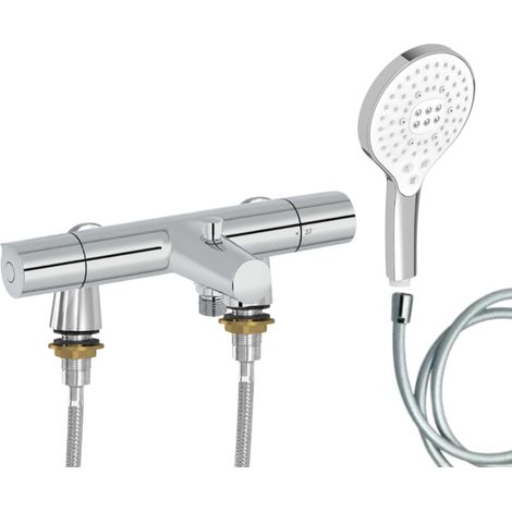 Mitigeur baignoire JACOB DELAFON Simone + pommeau de douche Metro signature + flexible de douche lisse + colonnettes Idro'Flex (1/5)