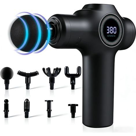Pistolet de Massage, Pistolet Massage Musculaire, Massage Gun des Tissus Profonds avec éCran LCD, 99 Vitesses, 8 têtes de Massage pour la Relaxation Musculaire pour Corps, éPaules, Jambes, Dos (1/5)