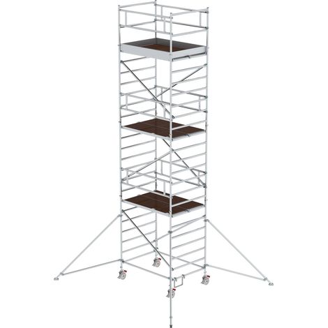 Günzburger Steigtechnik Echafaudage roulant 1,35 x 1,8 m avec stabilisateur & double plate-forme Hauteur de plate-forme 6,35 m - 167636