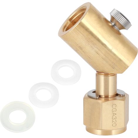 Adaptateur de Remplissage CO2 CGA320 pour SodaStream avec Valve de Dégagement, Coude de Recharge pour Machines à Soda (1/5)