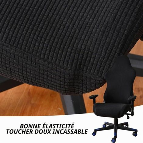 Housse De Chaise - Tissu Élastique Résistant - Pour Chaise De Bureau Et De Jeu - Noir - 1 Pièce (1/5)