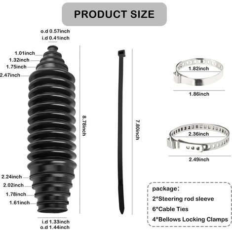 Kit de protection anti-poussière universel en silicone pour boîtier de direction General Motors, avec manchon télescopique et système de modification en ciseaux. (1/4)