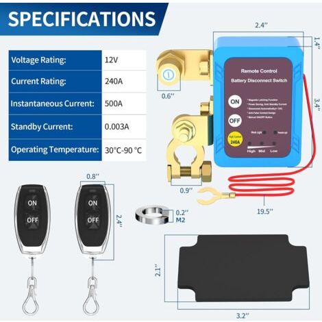 Interrupteur de coupure de batterie à télécommande 12 V 240 A, coupe-circuit automatique, pour voiture, camion, bateau