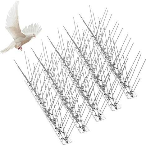 Lot de 5 pics anti-pigeons en acier inoxydable - 25 cm - Répulsif contre les oiseaux - Pics anti-pigeons - Protection contre les oiseaux - Pour balcons, jardins de toit (1/5)