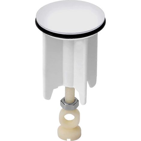 Universeller Ersatz-Ablaufstopfen für Küchen- und Badezimmerspülen, höhenverstellbar, verchromtes Messing, weiß, 40 mm