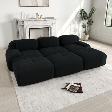 Sofa Sitzmöbel modular Cordstoff 32D Schwarz OKMYHOME (1/5)