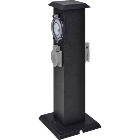 Presa Elettrica da Giardino a Pilastro Nero con Timer vidaXL