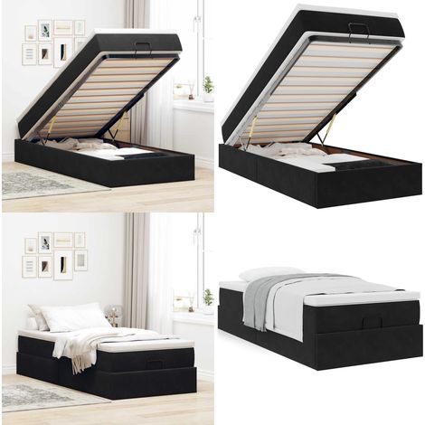 vidaXL Ottoman-Bett mit Matratze Schwarz 90x190 cm Samt (1/5)