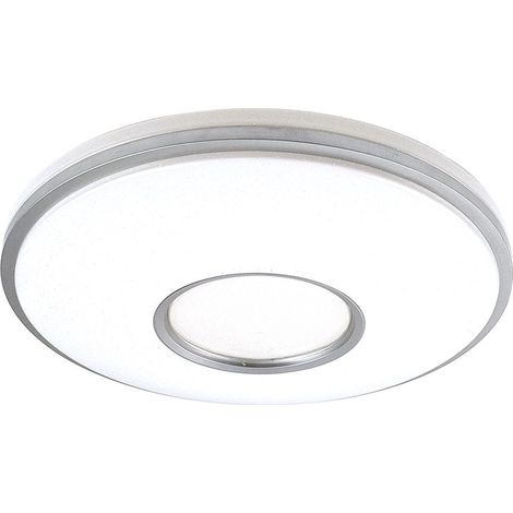 Plafoniera Perote 36W, bianco/argento, 3528 lm, 39x39x7,5 cm, controllo regolabile