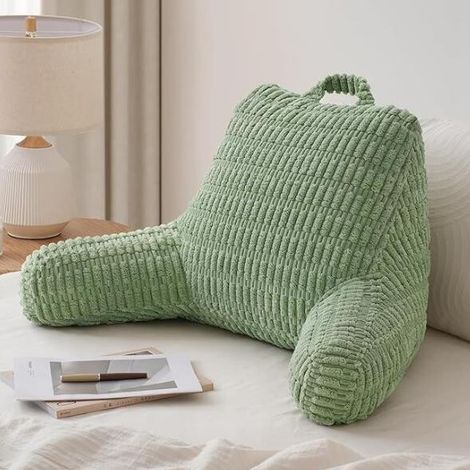 Cuscino da Lettura con Braccioli - Grande Cuscino da Schienale in Memory Foam Triturato, con Tasche e Federa Rimovibile, per Letto e Divano (1/5)