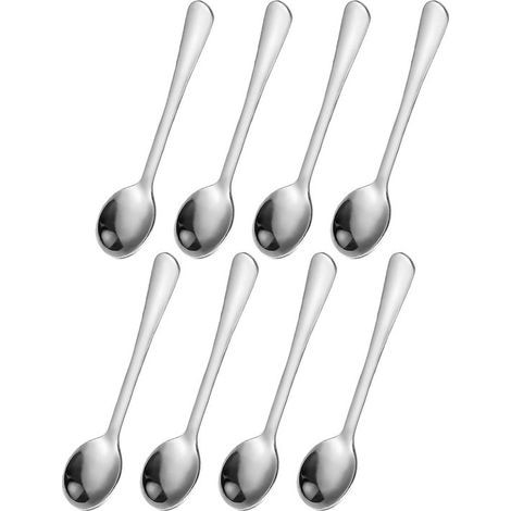 Cuillères - Cuillères à café - Petites cuillères - Acier inoxydable - Format mini - Pour pots à épices - Joli - Ensemble de 8 pièces - Finition miroir - Acier inoxydable 304 alimentaire - Manche ergon (1/5)