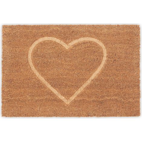 Paillasson en Coco, Tapis cœur, 40 x 60 cm, antidérapant, résistant, pour l’intérieur et l’extérieur, Nature (1/5)