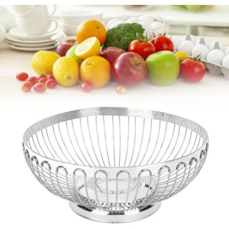 bol à fruits en acier inoxydable Panier de fruits en acier inoxydable Miroir décoratif polyvalent Bol de meuble casier (1/4)