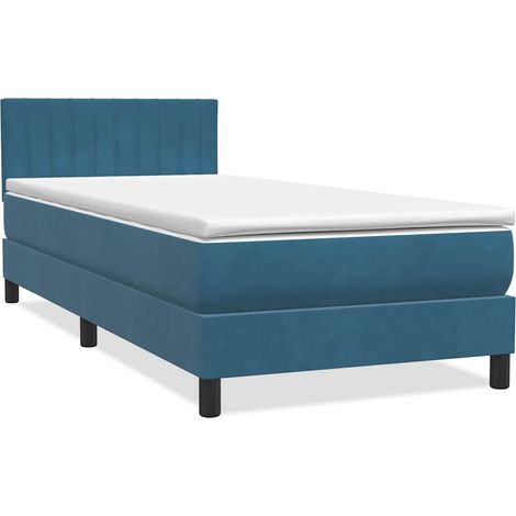 Sommier à lattes de lit et matelas et LED bleu foncé 80x220 cm velours vidaXL (1/5)