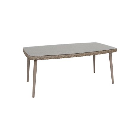 TISCH MALLORCA, 180X100X75 CM ALUMINIUM, HALB-RUNDES RATTAN