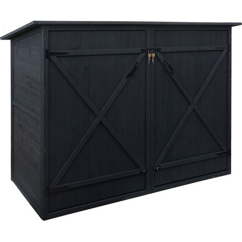 Garage armadio biciclette con serratura HHG-670 legno box singolo 100x200x152cm antracite (1/5)