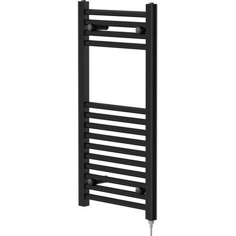 Colore Matt Black 800mm x 400mm Straight Electric Heated Towel Rail (1/5)