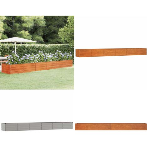 Lit surélevé de jardin rouillé 480x80x45 cm acier corten - Jardiniere Acier Corten - Bac Plante Exterieur - Pot De Fleurs Rustique - Lit Surélevé Jardin - Décoration Extérieur - Home & Living (1/5)