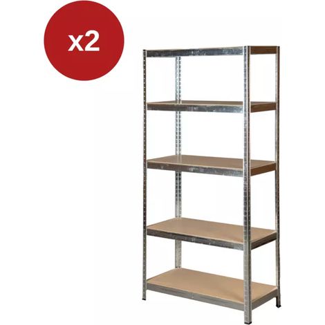 set 2 scaffali in metallo 5 ripiani easy system portata 875 kg 90x40x180 cm