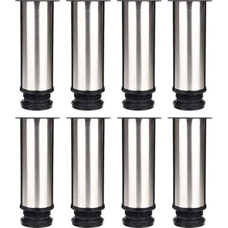 Ausgewähltes Set aus 8 Möbelfüßen, verstellbare Küchenfüße Ø 50 mm/Höhe 150 mm, runde Sofatischbeine aus Edelstahl (1/5)
