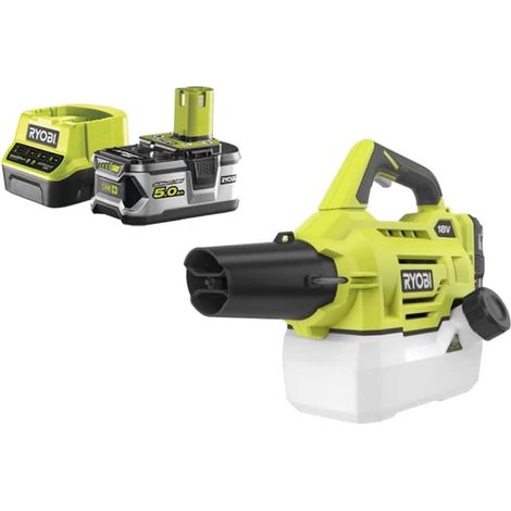 Confezione RYOBI Mister RYOBI 18V One Plus 2L - RY18FGA-0 - 1 batteria 18V 5.0Ah - 1 caricatore veloce 2.0Ah RC18120-150