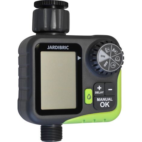 Jardibric – Programmateur arrosage digital avec débitmètre – Débit 1320 L/h – Plage de pression 0,5 à 8 bars – Programmation 12h à 7 jours