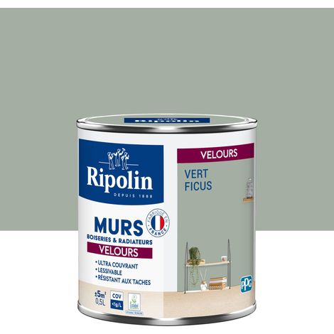 Peinture aspect Velours - 0,5L - Vert Ficus - Ripolin (1/5)