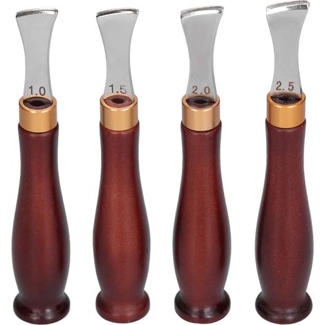 Kit de coupe cuir professionnel 4 pièces avec manche en bois pour artisanat et travail du cuir (1/5)